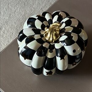MacKenzie-Childs Checkered Ceramic Pumpkin with Gold Highlights